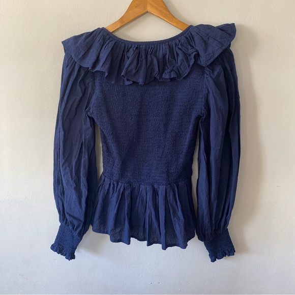 Ophelia & Indigo Clara Peplum Blouse in Blue Size Small - Picture 4 of 4